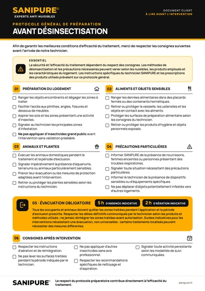 Aperçu du protocole préparatoire SANIPURE (PDF)