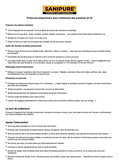 Aperçu du protocole préparatoire SANIPURE (PDF)